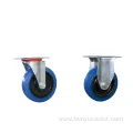 3/4/5 Inch Blue Rubber Medium-Duty Rigid Caster Wheels